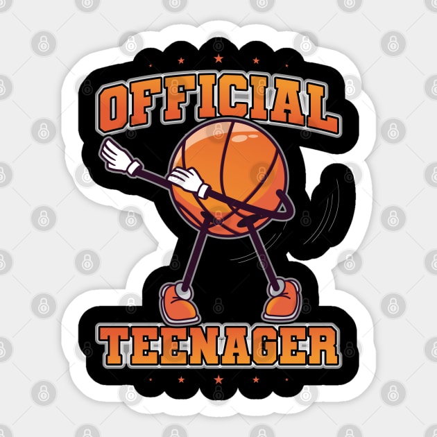 Official Teenager 13th Birthday Dabbing Basketball Sticker by Peco-Designs